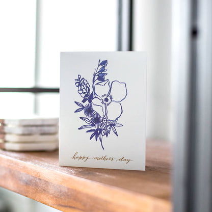 Indigo Bouquet Mother's Day Greeting Card