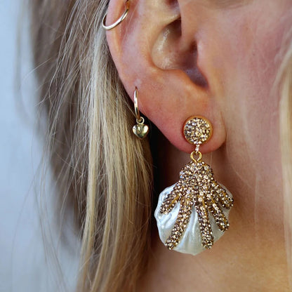 Sun & Day - Shell Diamante Earrings