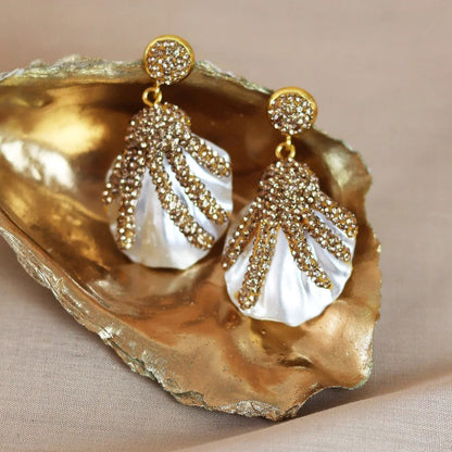 Sun & Day - Shell Diamante Earrings