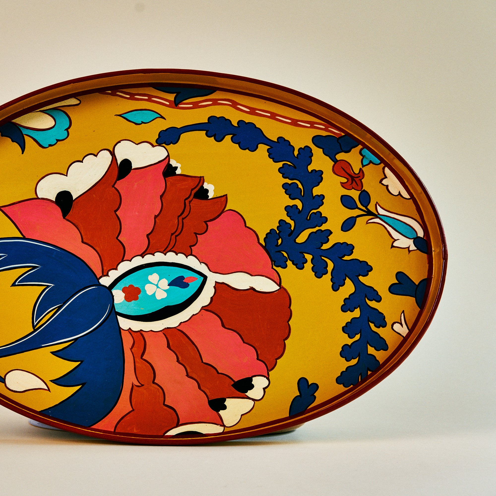 Ikat Hand-Painted Iron Tray