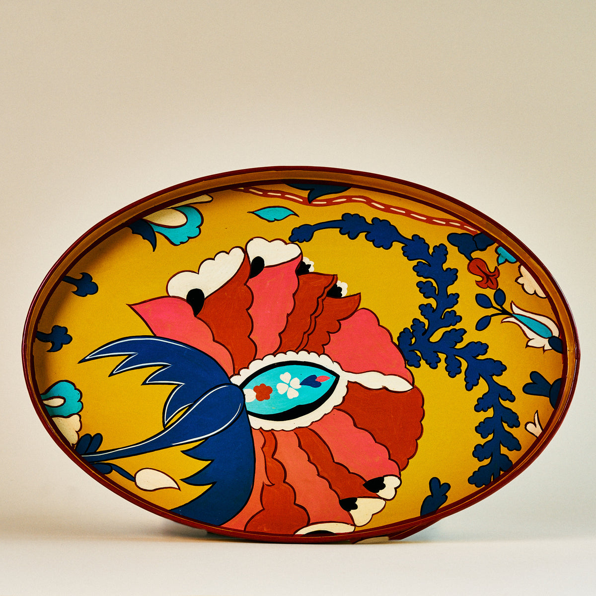 Ikat Hand-Painted Iron Tray
