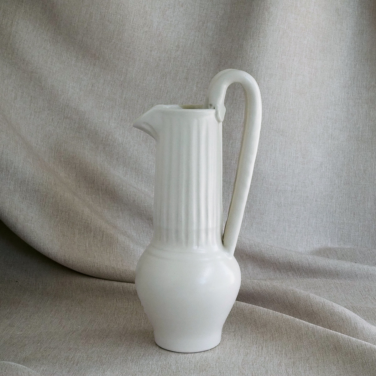 Objet Aimee Ceramic Serpent Satin White Pitcher