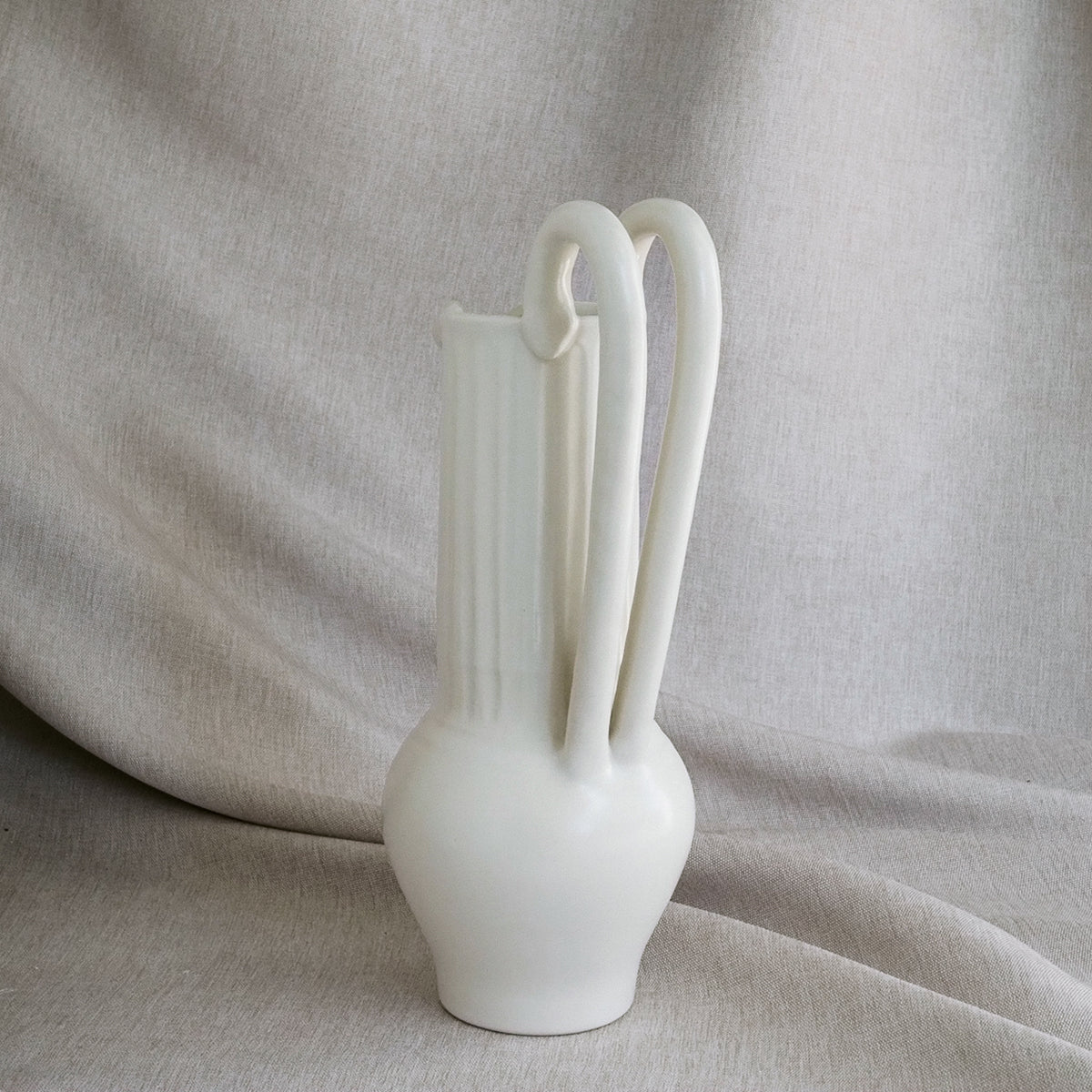 Objet Aimee Ceramic Serpent Satin White Pitcher