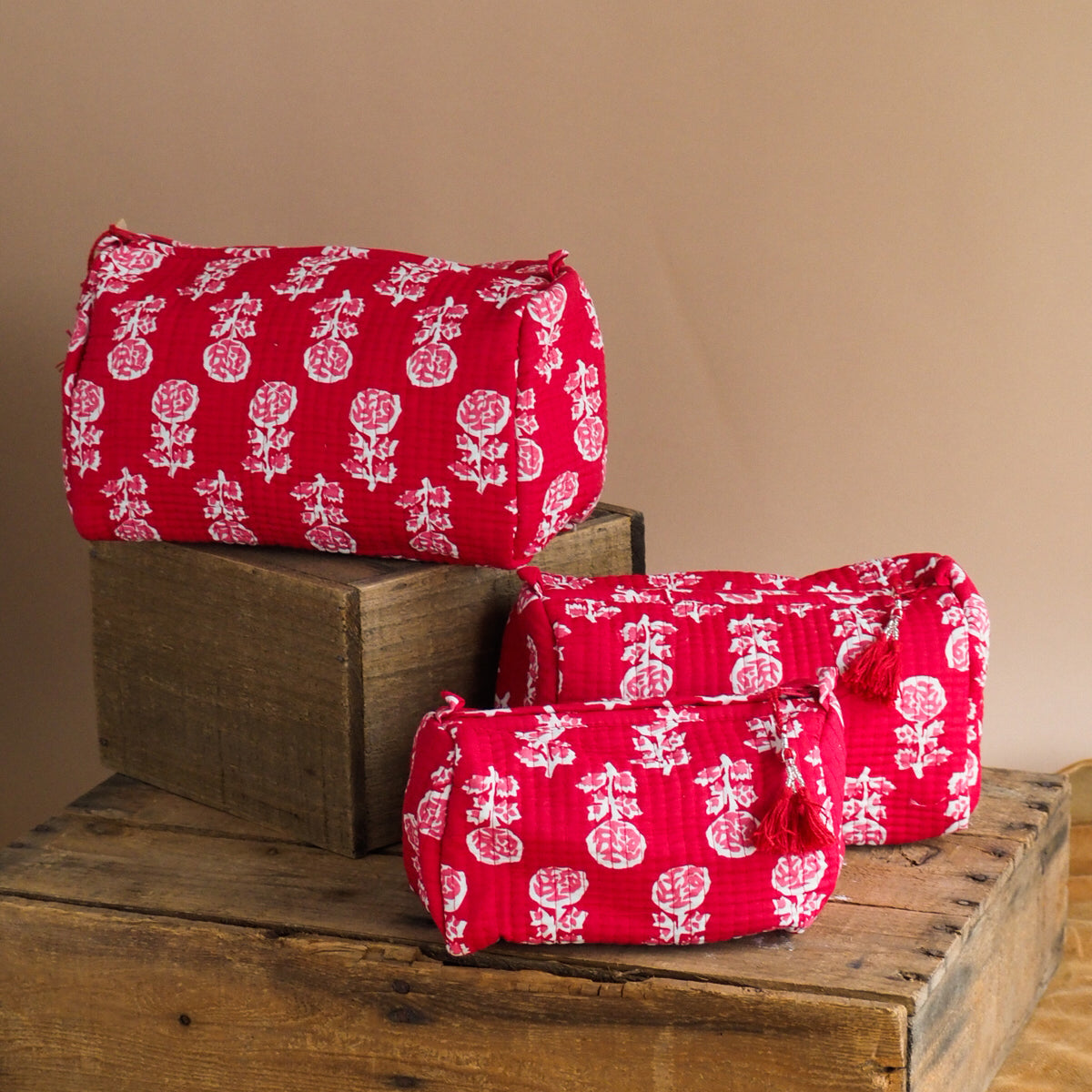 Pardesi Quilted Cosmetic Pouch Set of 3