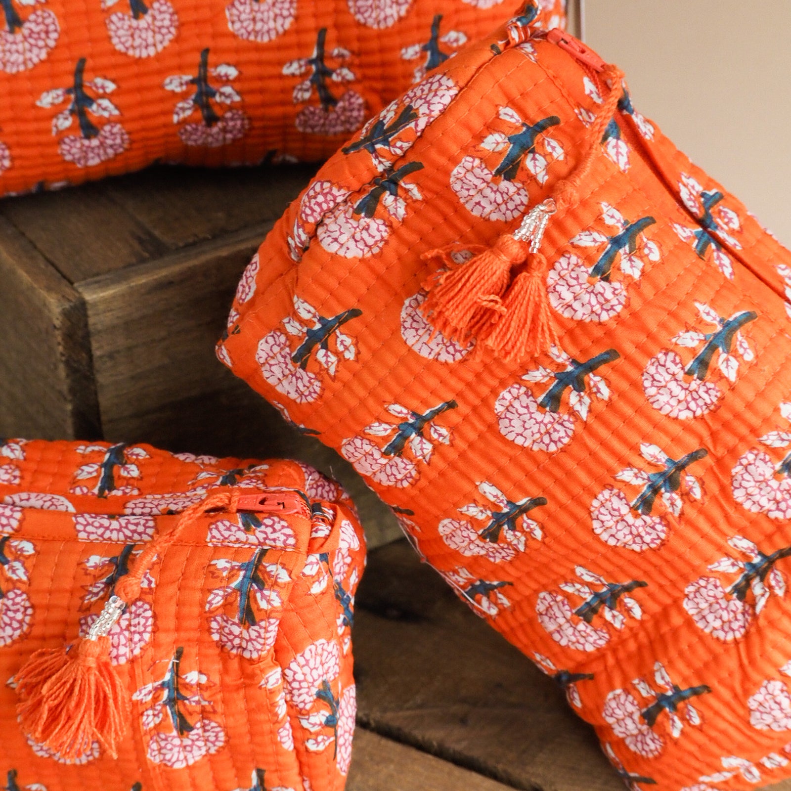 Pardesi Quilted Cosmetic Pouch Set of 3