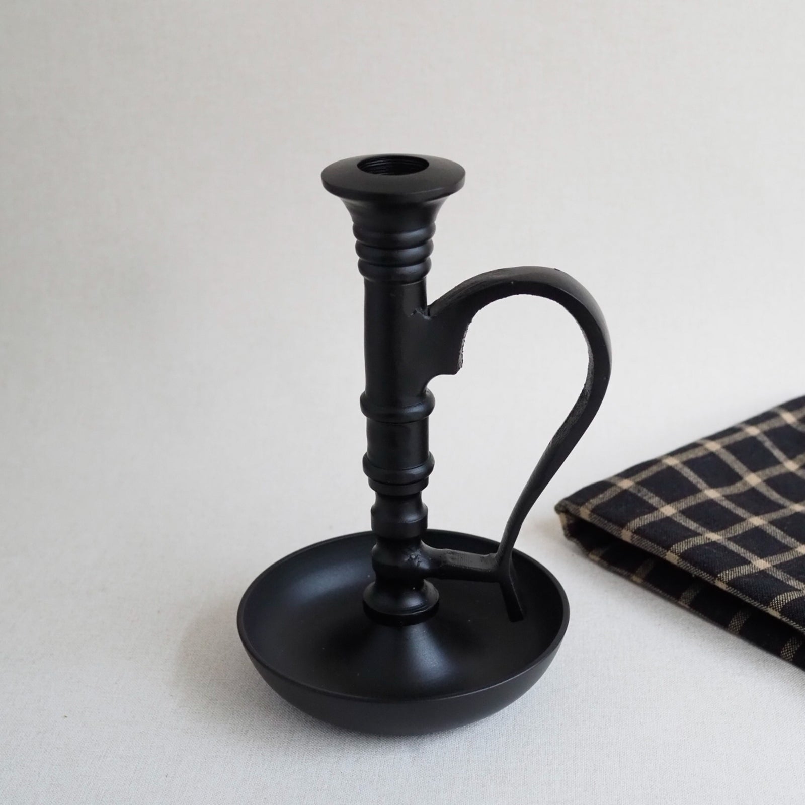 Black Tall Metal Candle Holder