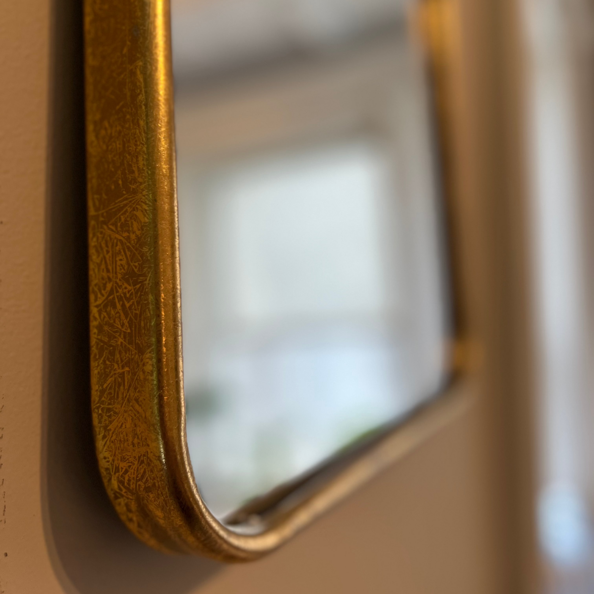 Rounded Square Gold Mirror