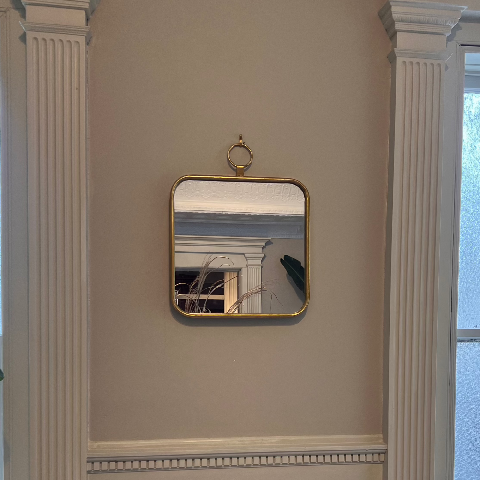 Rounded Square Gold Mirror