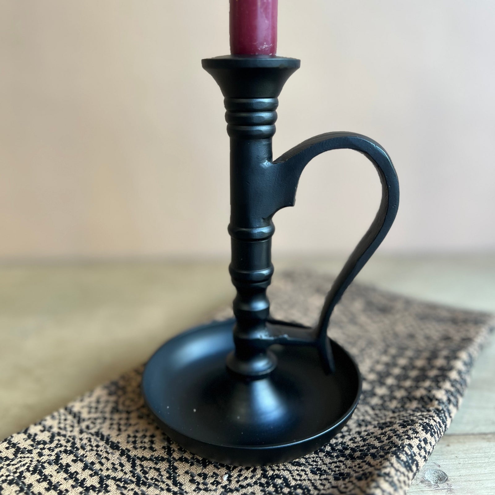 Black Tall Metal Candle Holder