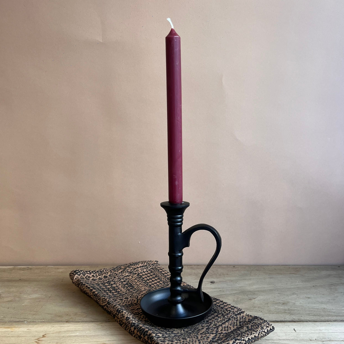 Black Tall Metal Candle Holder