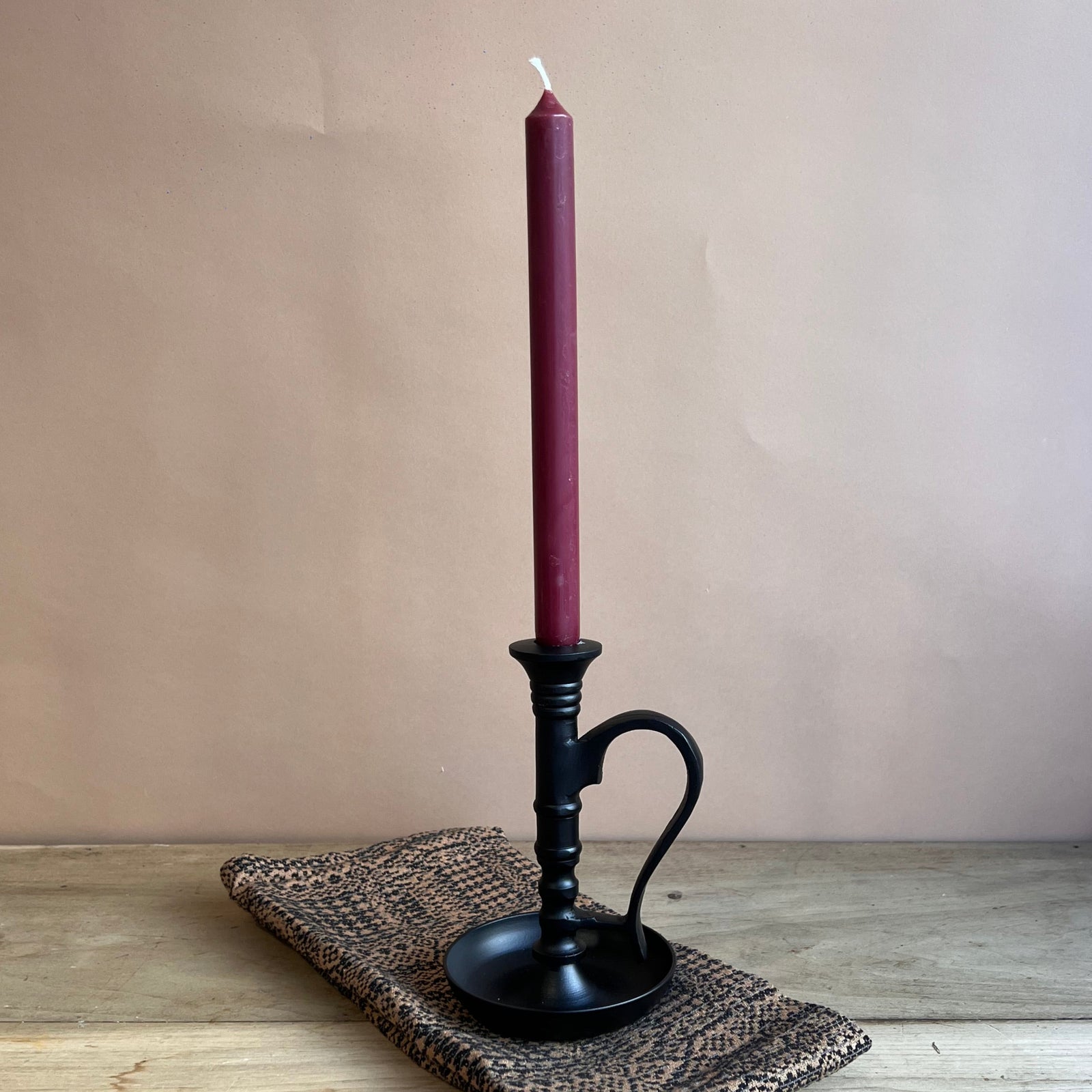 Black Tall Metal Candle Holder