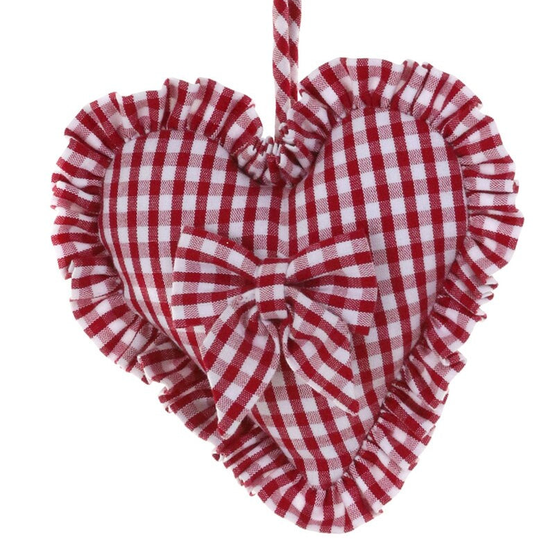 Ruffled Gingham Heart Ornament