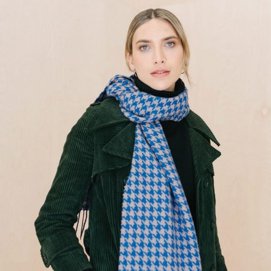 TBCo Lambswool Scarf in Slate Houndstooth