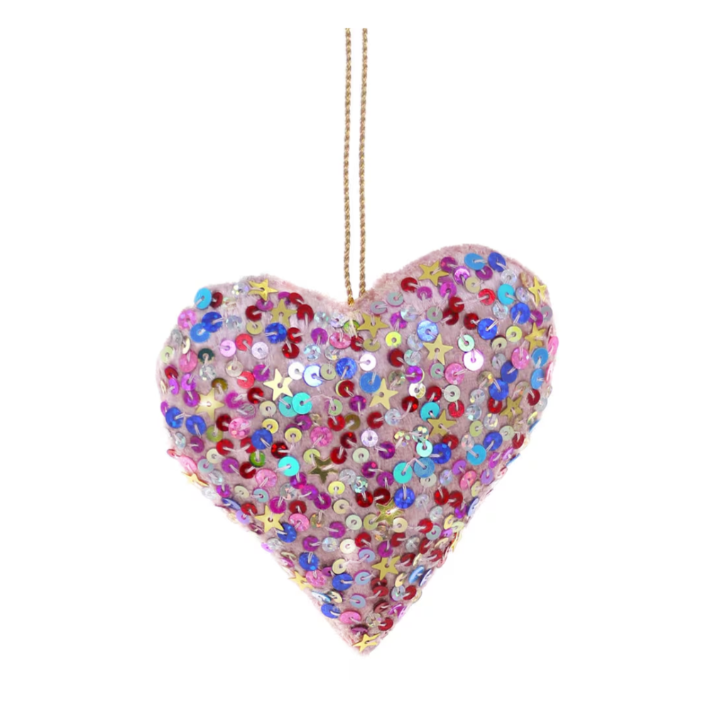 Cody Foster Magpie Sequin Heart Ornament