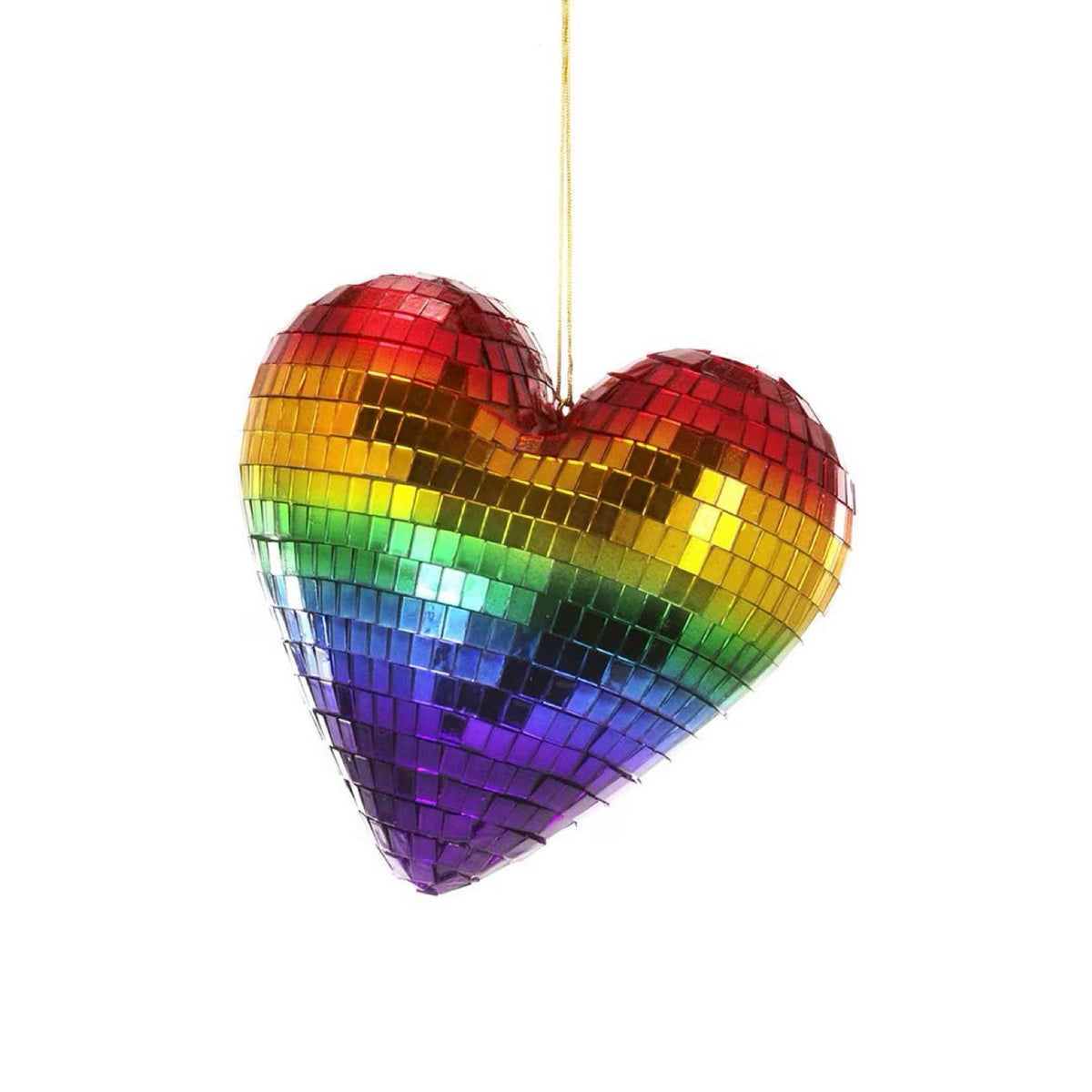 Rainbow Disco Heart Ornament