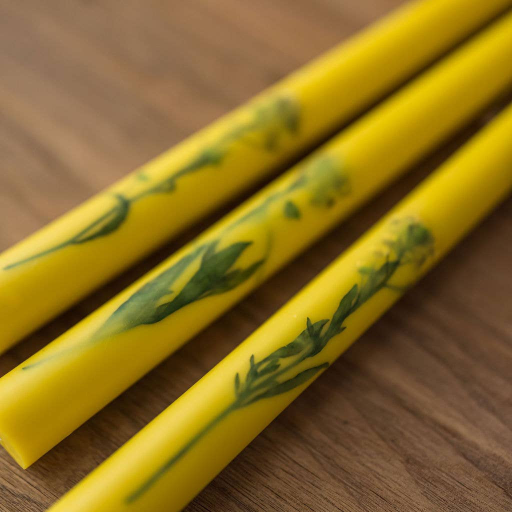 Floral Inlaid Tapered Candles