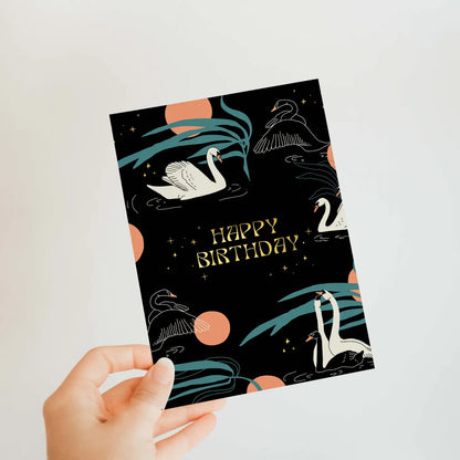 Happy Birthday Swans Card