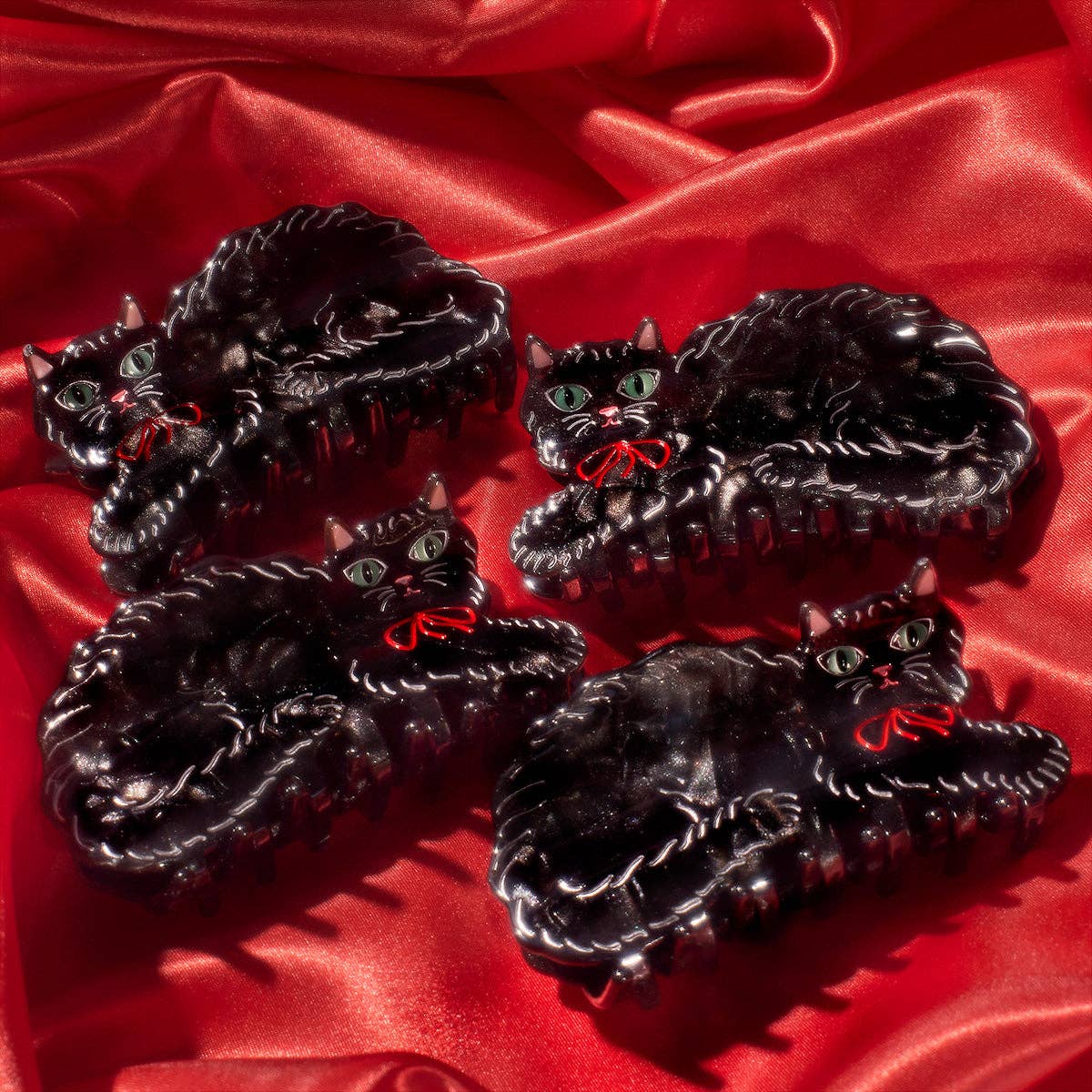 Black Shimmering Kitty Cat Hair Claw