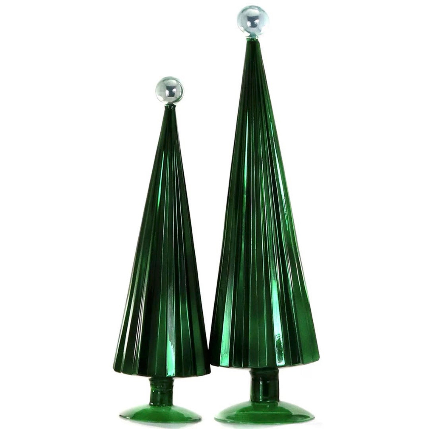 Pleated Green Glass Tree Set