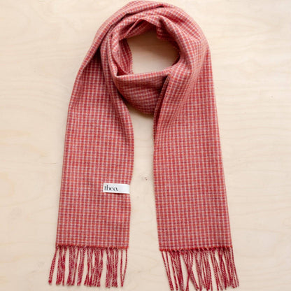 TBCo Lambswool Scarf in Berry Textured Check