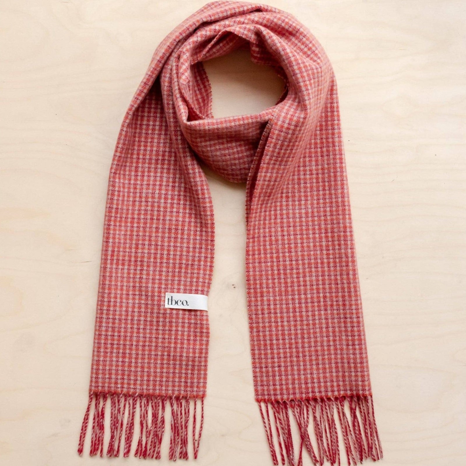 TBCo Lambswool Scarf in Berry Textured Check