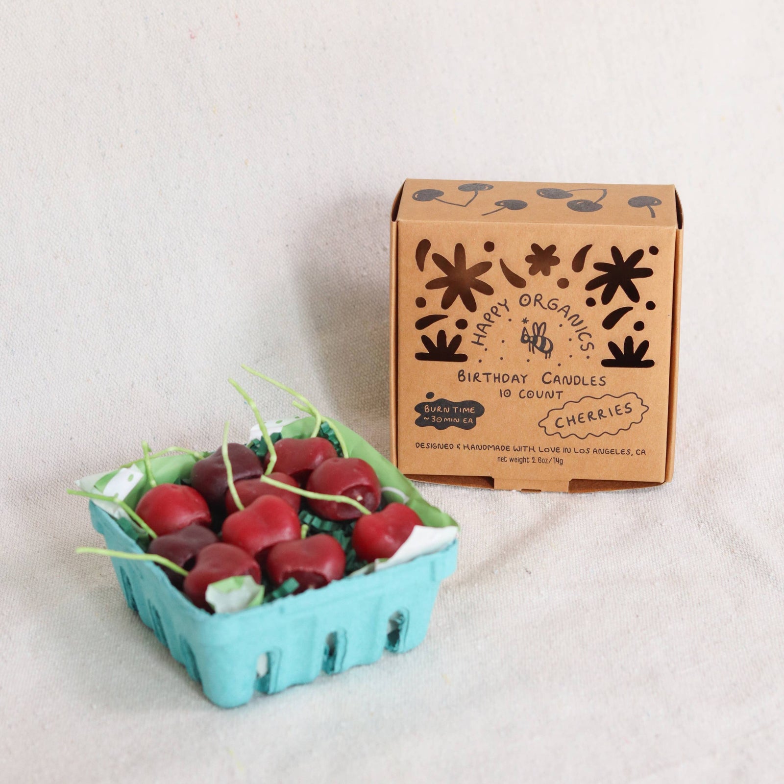 Cherry Beeswax Birthday Candles