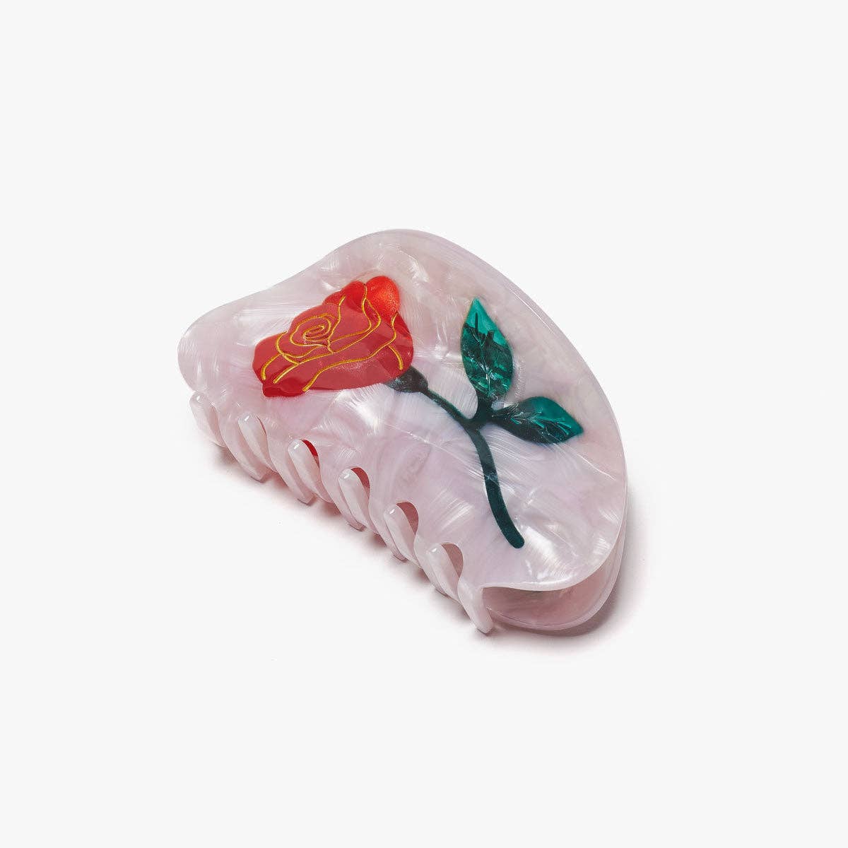 Single Red Rose Hair Claw