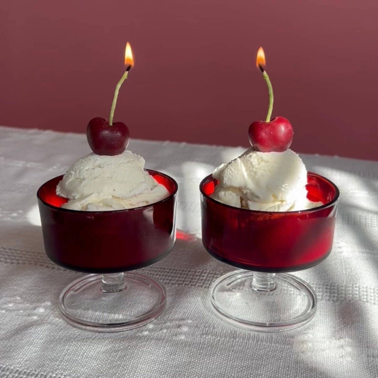 Cherry Beeswax Birthday Candles