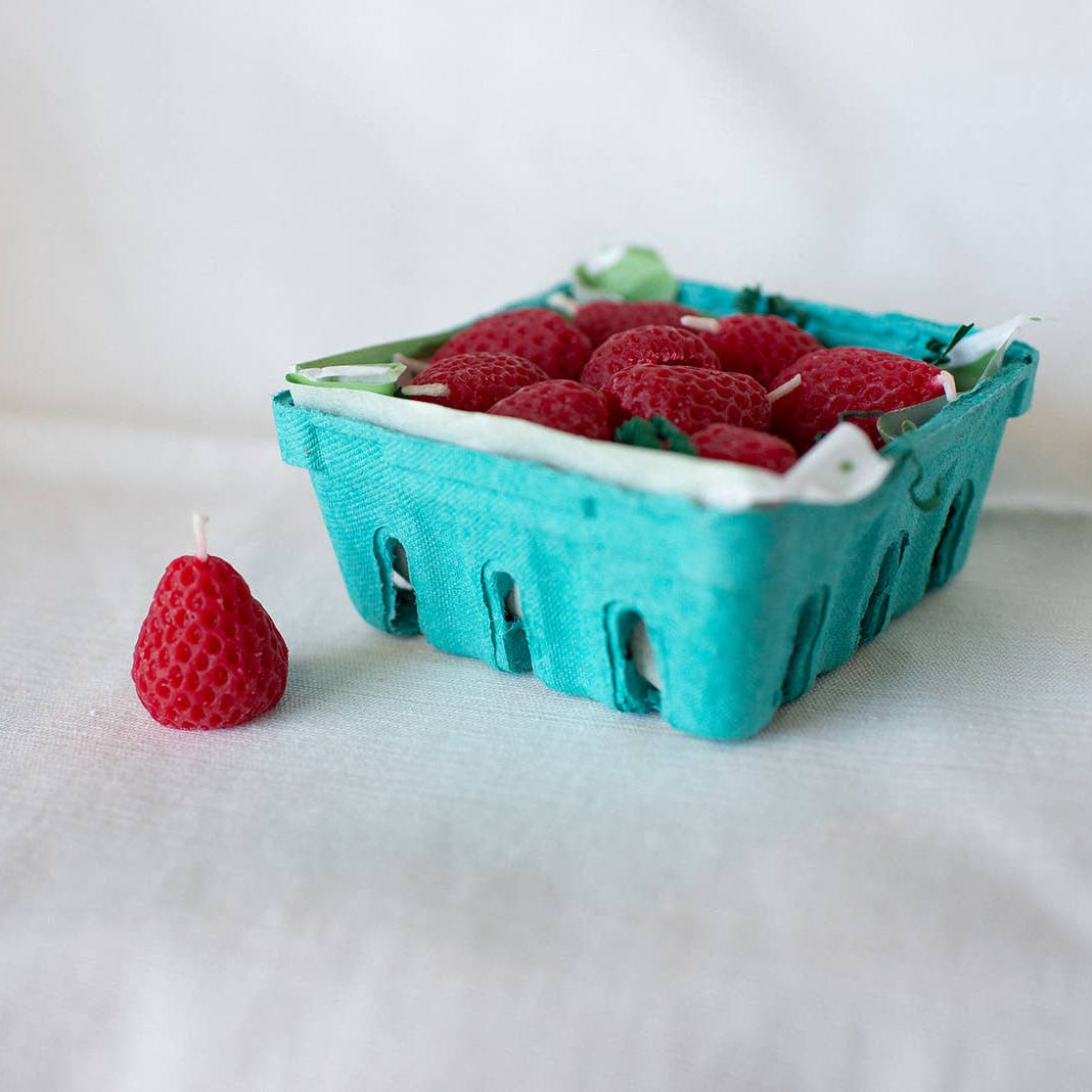 Strawberry Beeswax Birthday Candles