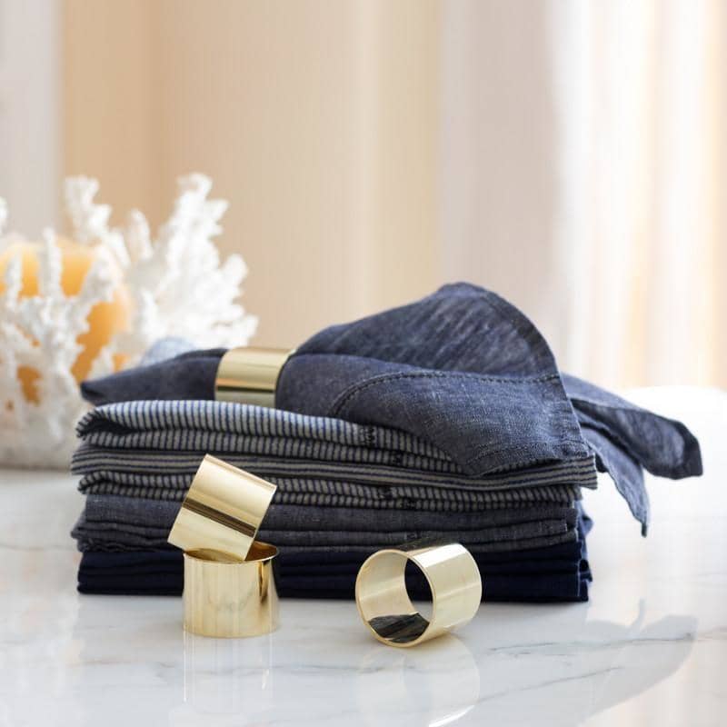 Linen Stitch Napkins Chambray Stripe, Set of 4