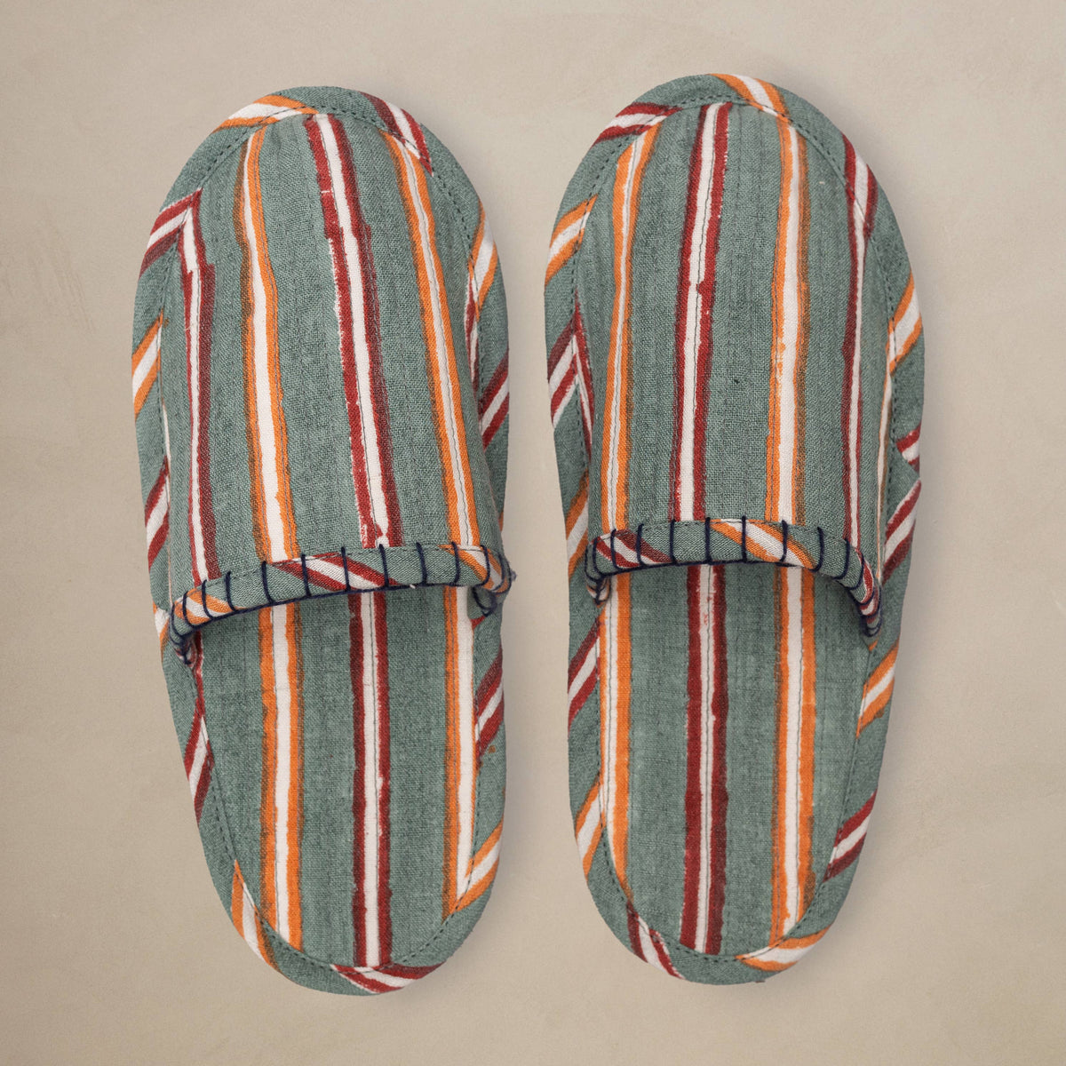 Linen Stripped Slippers