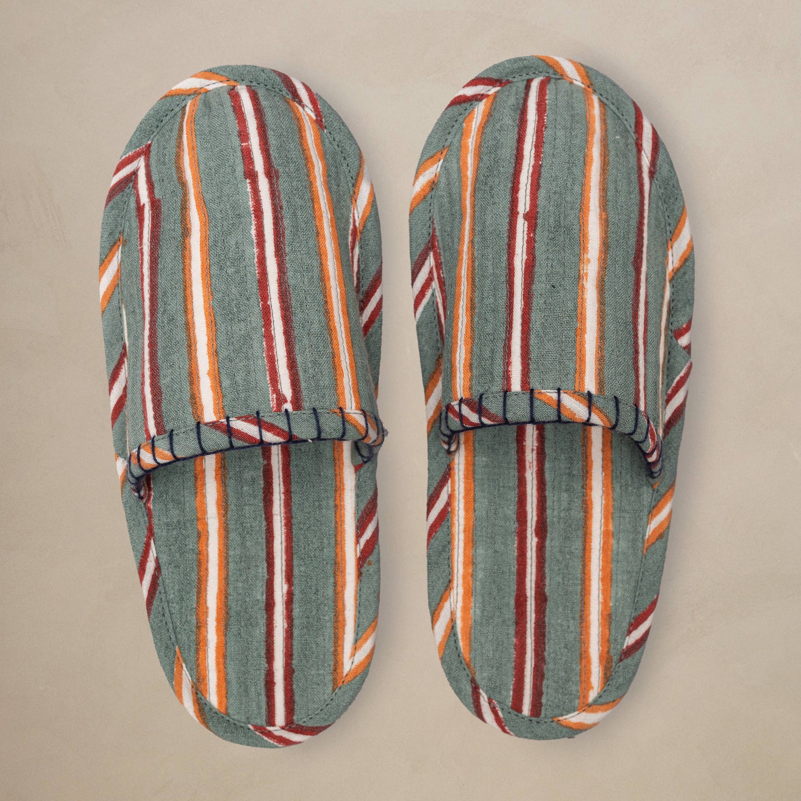 Linen Stripped Slippers