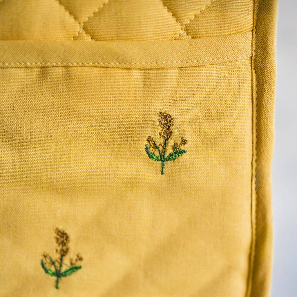 Yellow Embroidered Pot Holder