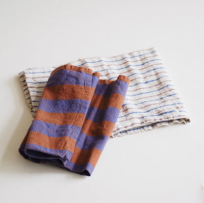 Tea Towel Set in Caramel & Blue