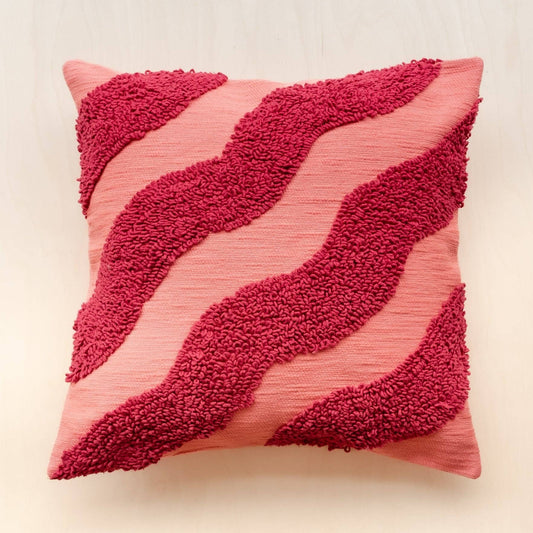 TBCo Textured Magenta Wave Cotton Pillow Cover