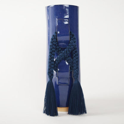 Navy Braided Vase by Karen Gayle Tinney
