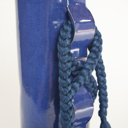 Navy Braided Vase by Karen Gayle Tinney