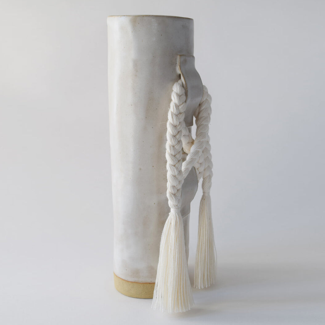 White Braided Vase by Karen Gayle Tinney