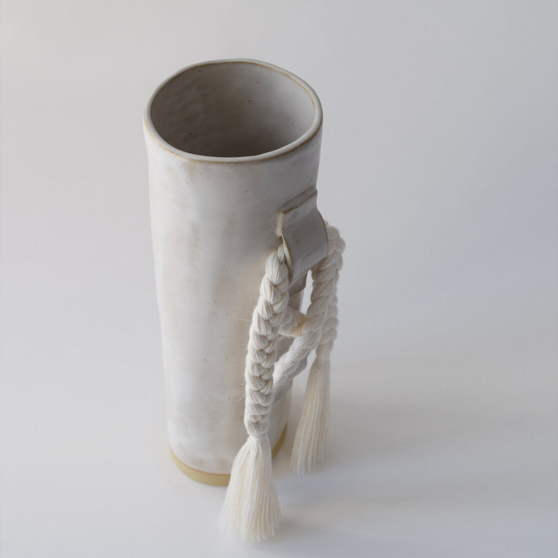 White Braided Vase by Karen Gayle Tinney