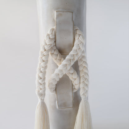 White Braided Vase by Karen Gayle Tinney