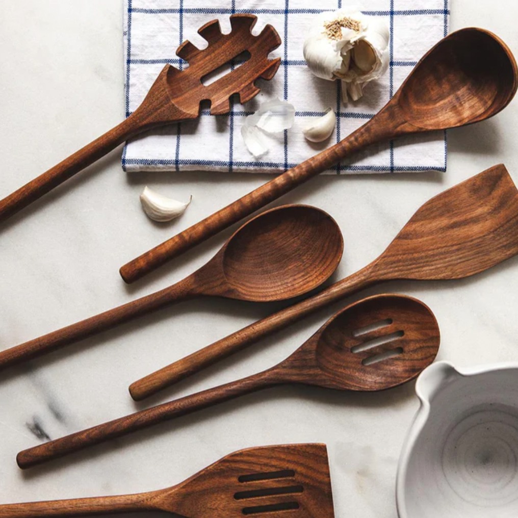 Farmhouse Pottery Wooden Spoon Set with Crock