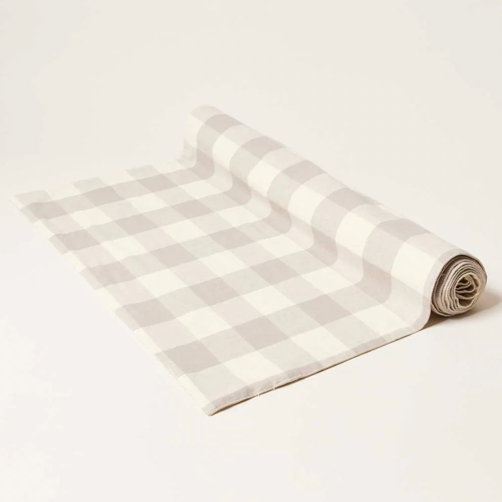 Farmhouse Pottery Classic Gingham Runner in Grey